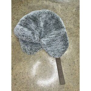 Target Baby Infant Pilot Tappers Hat Ear Flap Gray/White Faux Fur Fuzzy EUC